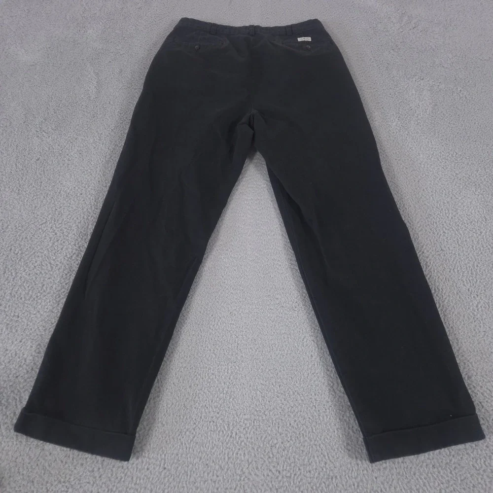 VINTAGE Polo Ralph Lauren Pants Mens 34x32 Black Hammond Cotton Pleated 90s Y2K
